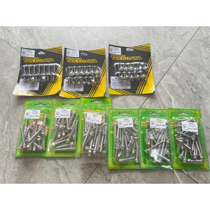 FULL ỐC INOX Lốc Máy cho các dòng xe TẶNG kèm Long Đen