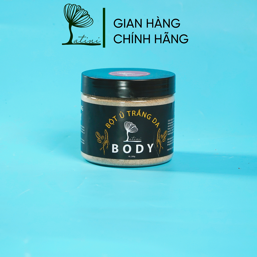 Bột ủ trắng da body toàn thân hoàn toàn từ thảo mộc bật 1 - 2 tông sau 1 tuần -200g - Latini