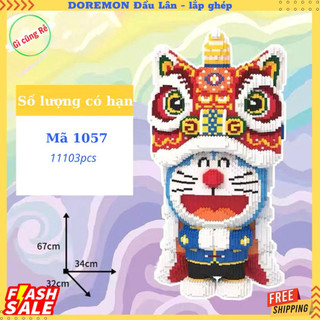 Đồ chơi lắp ghép doremon đầu lân - mô hình lắp ghép doremon đội mũ lân - mã 1057 - cao 67cm - 11103pcs "linhlinh29219"