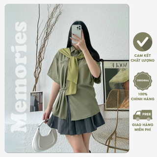 Áo sơ mi thủy thủ thời trang Áo sơ mi nữ cộc tay cao cấp - Memories