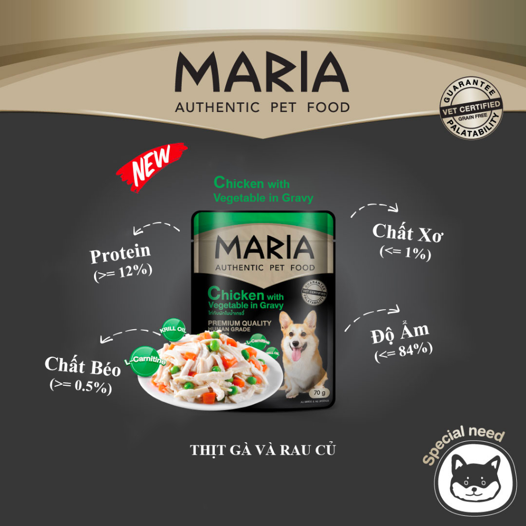 Pate cho chó Maria hộp 12 gói 70g