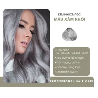 Kem Nhuộm Tóc THẢO DƯỢC màu XÁM KHÓI TOPTY 0/19 - CẦN TẨY TÓC - LÊN MÀU CHUẨN - SIÊU BÓNG MƯỢT - DỄ NHUỘM