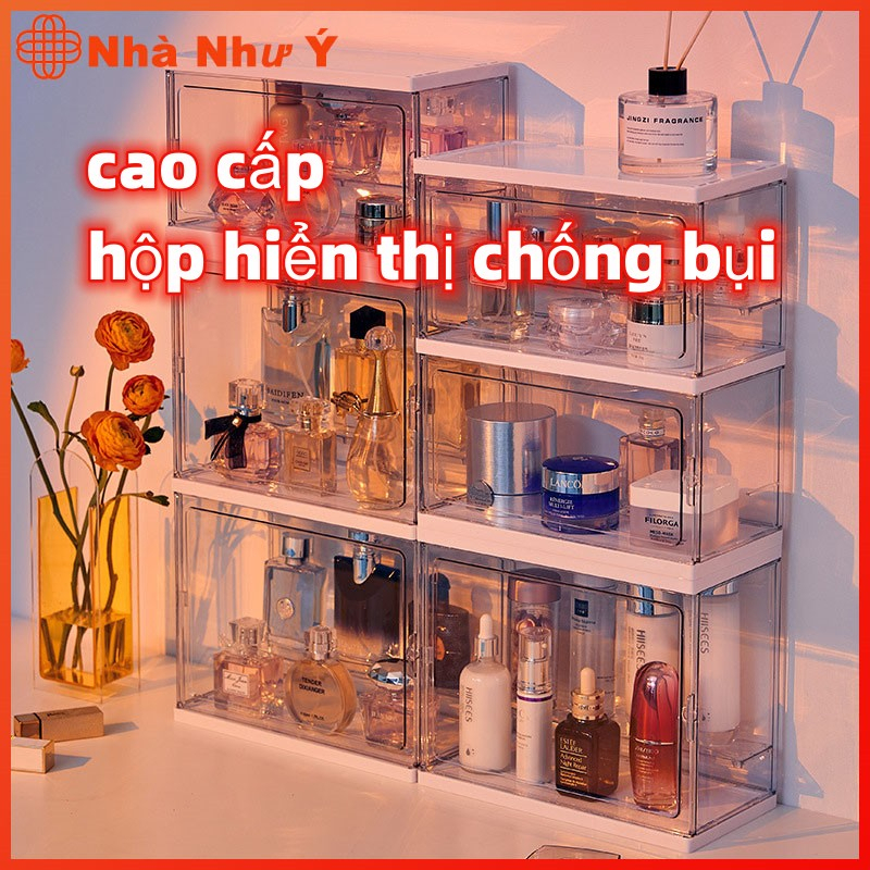 Hộp đựng nước hoa dung tích lớn chống bụi tủ trưng bày bàn trang điểm có giá để đồ hộp trưng bày mô hình