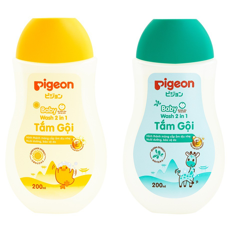 Sữa tắm gội dịu nhẹ Pigeon 2in1 cho bé sơ sinh 200ml 700ml Hoa hướng dương/ Jojoba Beandy Kids
