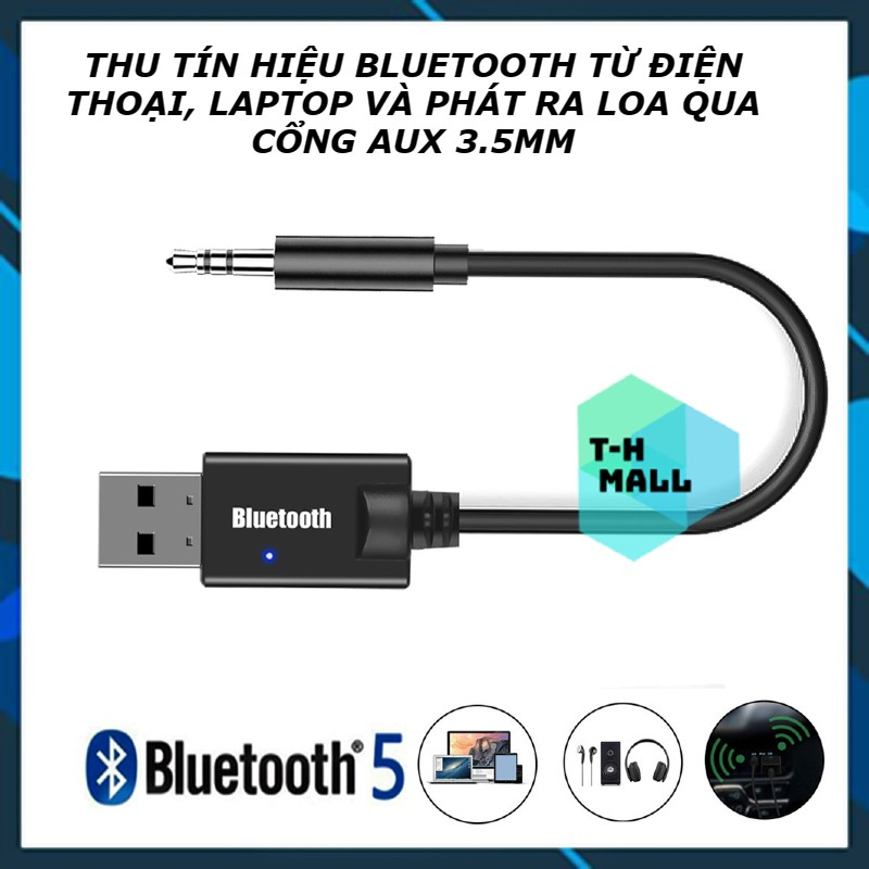 Bộ Chuyển Đổi Bluetooth Thu Âm Thanh Nối Audio Không Dây Giắc Cắm AUX 3.5Mm Kèm Mic Cho Loa Xe Hơi Amply