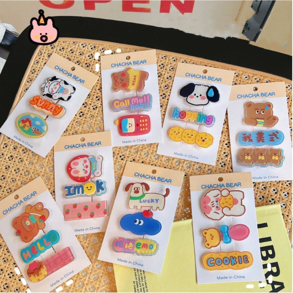 Bộ kẹp cài tóc 3 màu cute siêu xinh cho nữ mẫu con vật đồ ăn dễ thương đi chơi chụp ảnh thời trang tặng bé
