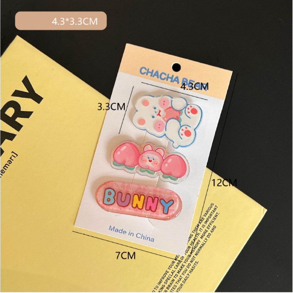 Bộ kẹp cài tóc 3 màu cute siêu xinh cho nữ mẫu con vật đồ ăn dễ thương đi chơi chụp ảnh thời trang tặng bé