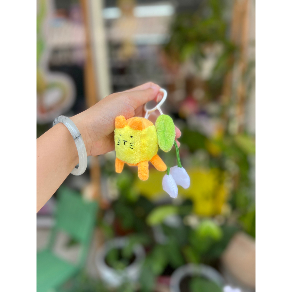 Móc khóa mè léo dễ thương, 4x4cm - gấu bông đình may