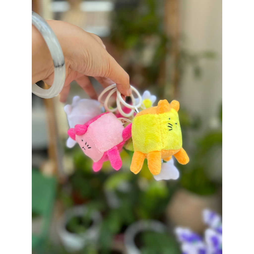 Móc khóa mè léo dễ thương, 4x4cm - gấu bông đình may