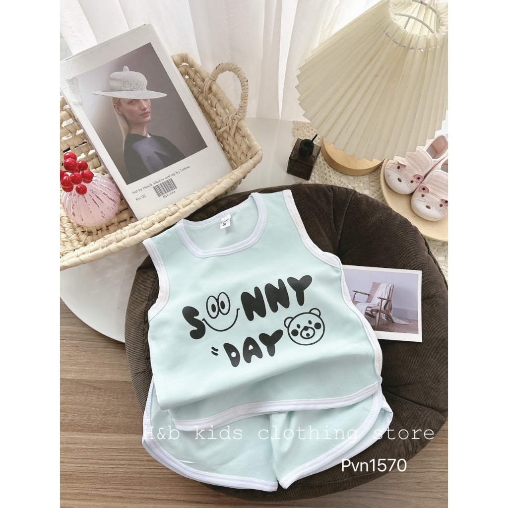 Quần áo trẻ em mùa hè , sét quần áo ba lỗ cotton zip QC SUNNY DAY cho bé trai