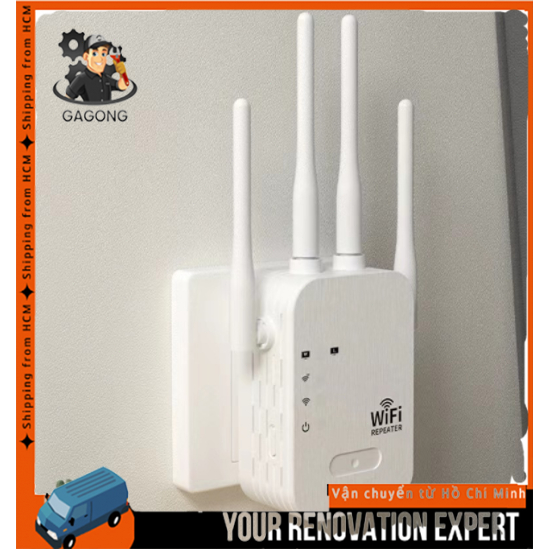 Kích Sóng Wifi 4 Râu Ăng Ten Phát Xuyên Tường Chuẩn N Tốc Độ 300mbps Màu Trắng Bộ Kích Sóng Wifi Thu Phát Mở Rộng Sóng