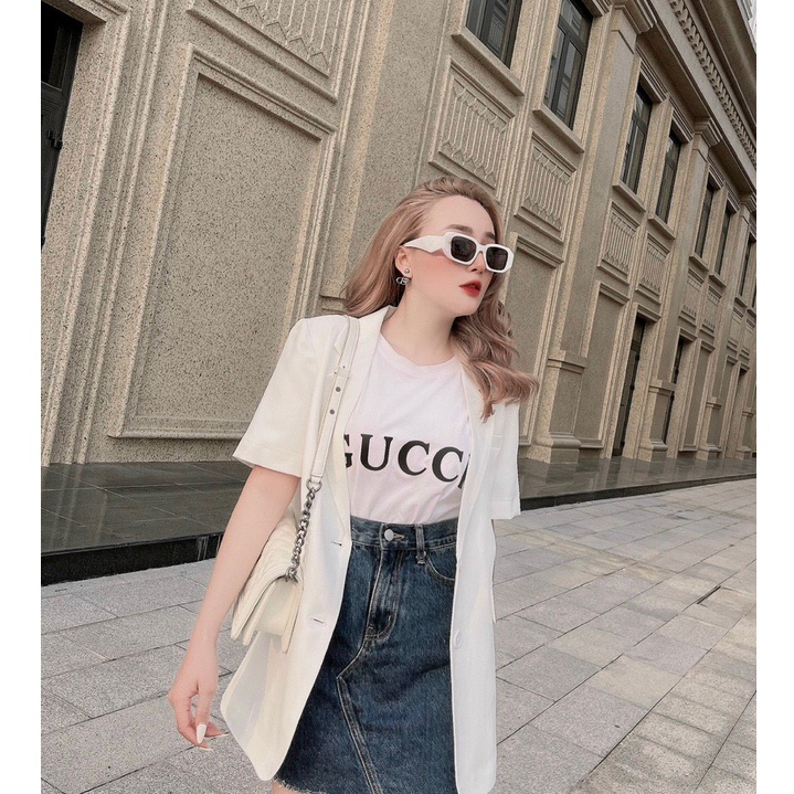 Áo blazer nữ áo vest ngắn tay khoác ngoài phong cách hàn quốc màu tím cốm đen trắng be 2 lớp hinhi bl1