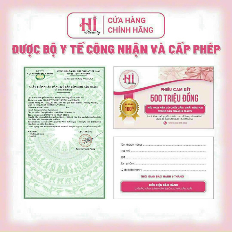 Bộ Kem Hi Beauty Trắng Da Mờ Nám Gồm Kem Serum Viên uống