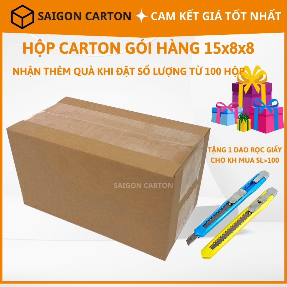 Bộ 100 Bìa carton đóng gói hàng online size 15x8x8 cm - sản xuất bởi SÀI GÒN CARTON