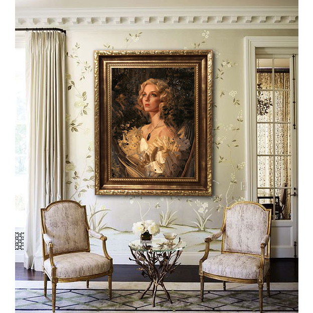 (Tặng kèm Đinh) Tranh in cổ điển cô thiếu nữ cô đơn trang trí decor