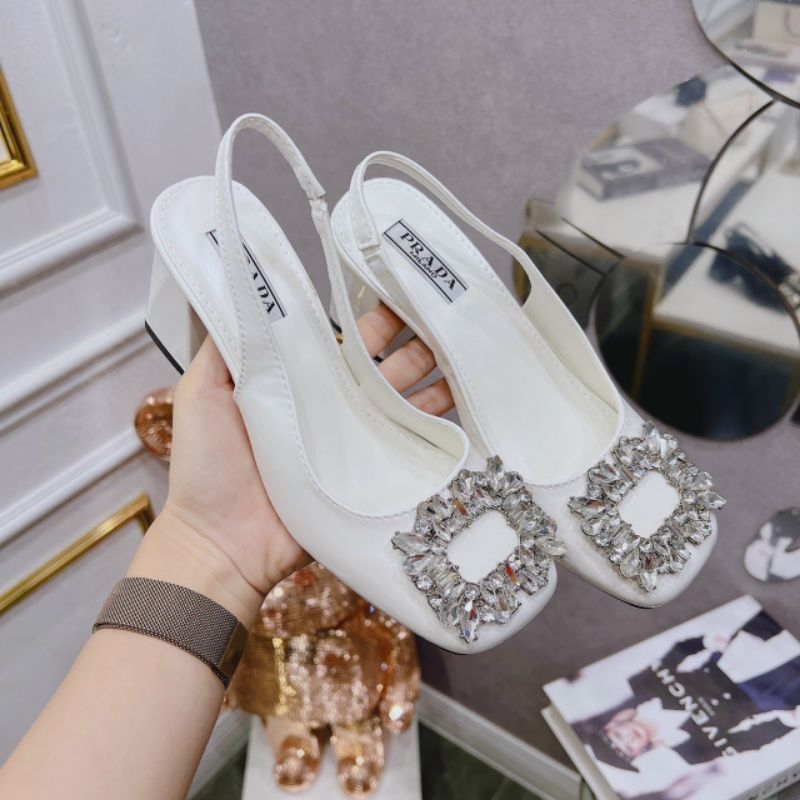 Guốc 5 phân đế vuông hoạ tiết