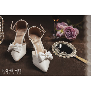 Giày cưới nghé art nơ lụa 448