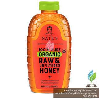 Mật ong thô hữu cơ nature nate's organic raw unfiltered honey, nguyên chất, không lọc, 907g