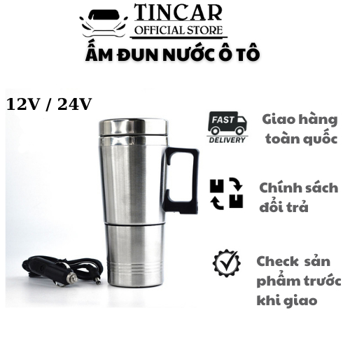 Ấm đun nước xe ô tô loại 12V - 24V, Ấm đun nước tiện dụng pha trà, cà phê,..Ấm đun nước trên xe ô tô cao cấp