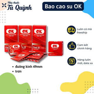 Bao cao su OK Original 49mm, trơn phổ thông, an toàn, tiết kiệm