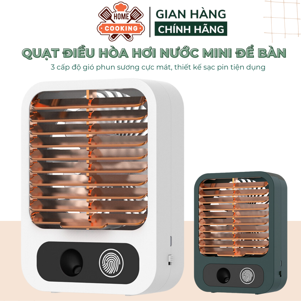 Quạt điều hoà hơi nước mini để bàn, quạt phun sương mini sạc tích điện dung tích bình chứa nước 150ml, bảo hành 12 tháng