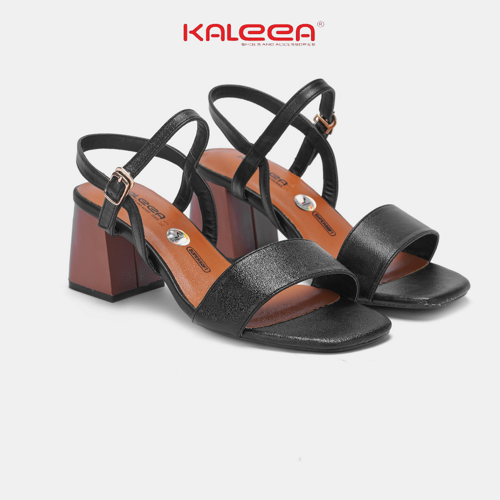 Giày Sandal Cao Gót Nữ Đế Vuông Thiết Kế Cao 6p Quai Mảnh Mũi Vuông KALEEA - K512