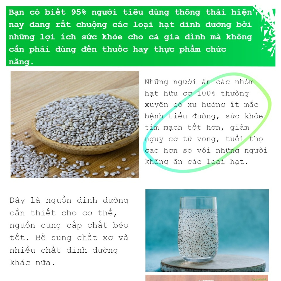 Hạt Chia Mỹ Nutiva Organic Chia Seeds chính hãng - 1,36kg