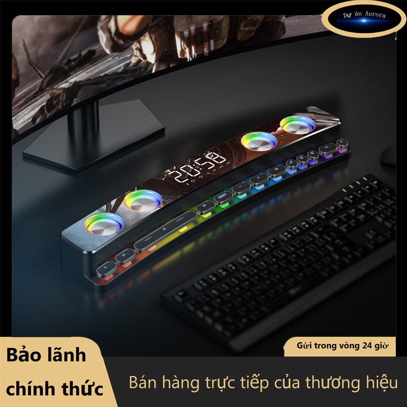 Loa Bluetooth LED RGB quang phổ 10 chế độ Led cao cấp - Tích hợp Đồng hồ + Nhiệt độ, Kết nối PC, TV - Soaiy SH39 cao cấp