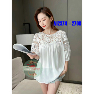 Áo kiểu phối ren tay lỡ