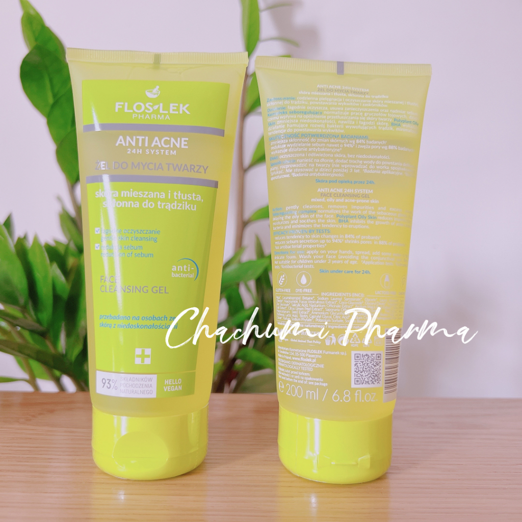 Sữa Rửa Mặt Floslek Cho Da Nhờn Mụn Anti Acne Bacterial Face Cleansing Gel 200ml