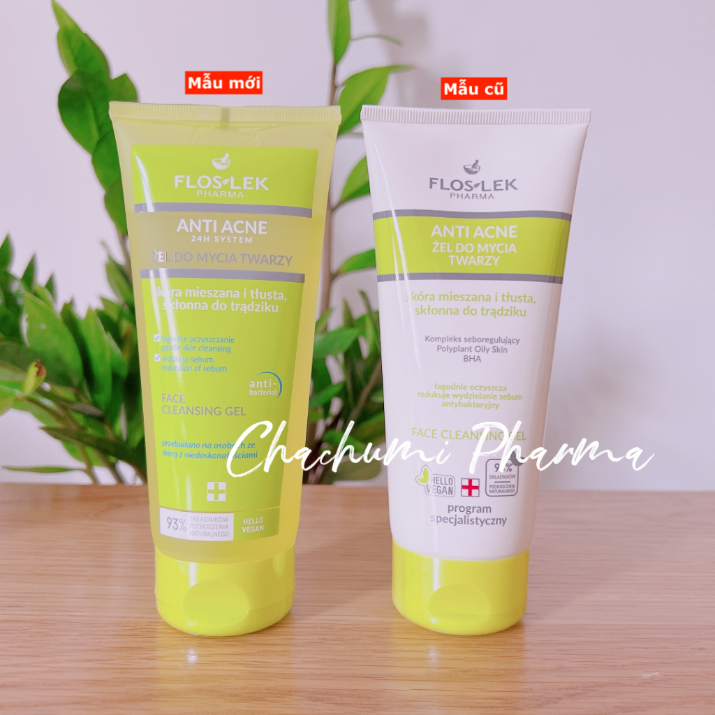 Sữa Rửa Mặt Floslek Cho Da Nhờn Mụn Anti Acne Bacterial Face Cleansing Gel 200ml