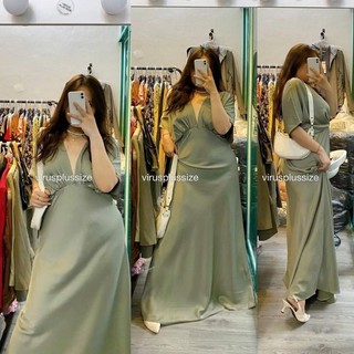 [virusplussize]Đầm  đi tiệc BHLDN cổ V bigsize