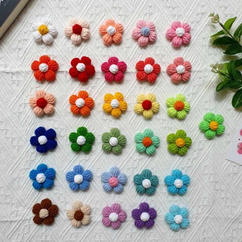 GHIM, PIN CÀI ÁO, BALO HÌNH HOA LEN HANDMADE