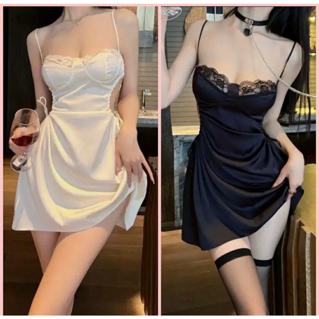 [Bigsize 55 - 100Kg] Váy 2 Dây Ren Khoét Eo Sexy