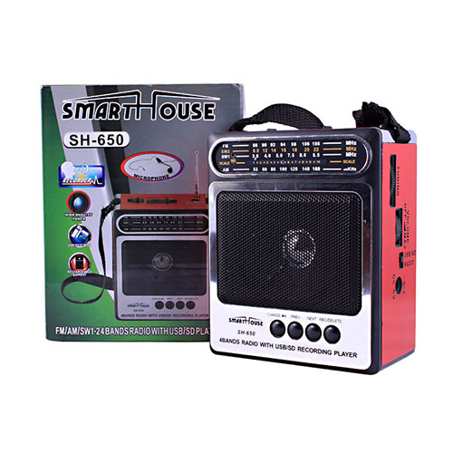 Radio nghe đài FM Smarthouse SH-650U tích hợp đèn LED, Loa đài FM nghe nhạc MP3, Thẻ nhớ, USB