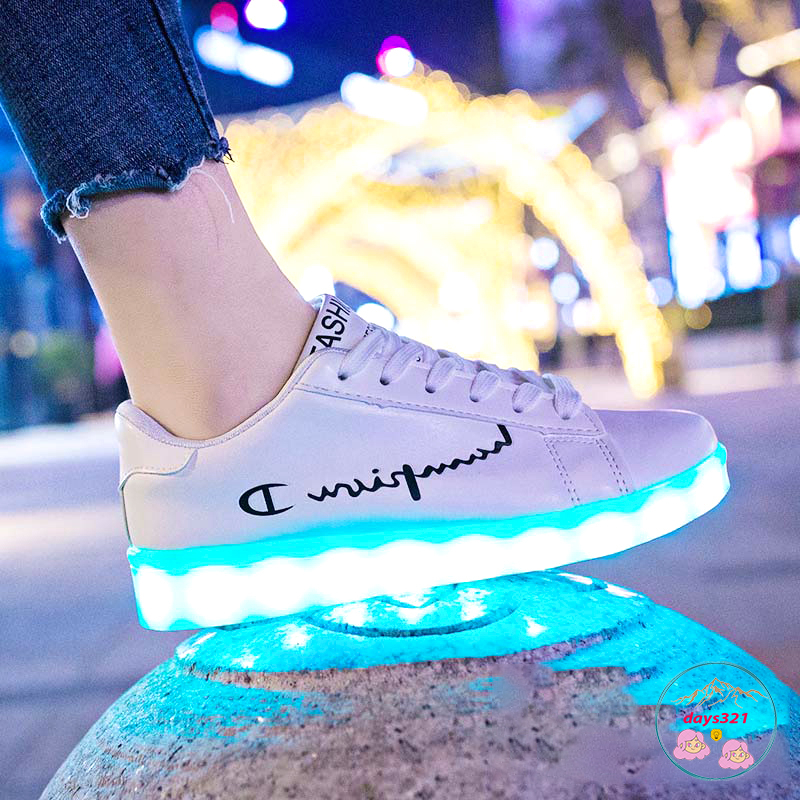 Giày phát Sáng chữ D ngược chữ hàn nhi·Nam Nữ 8 Chế độ Sáng Thay Đổi Màu.Giày Thể Thao Đèn led Thời Trang Xuân Hè Hàn Qu