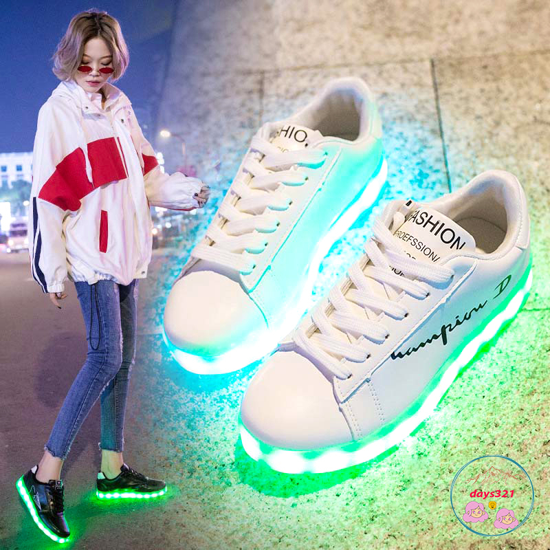 Giày phát Sáng chữ D ngược chữ hàn nhi·Nam Nữ 8 Chế độ Sáng Thay Đổi Màu.Giày Thể Thao Đèn led Thời Trang Xuân Hè Hàn Qu