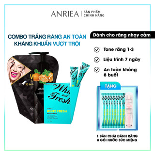Combo 7 Miếng Dán răng + Kem Đánh Răng Cam + 1 Hộp Nước Súc Miệng TẶNG 1 Bàn Chải + 8 gói Nsm A02.A05.A09.A13.8A10