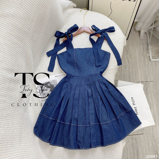Đầm jean 2 dây xếp li today style d3881 sang chảnh