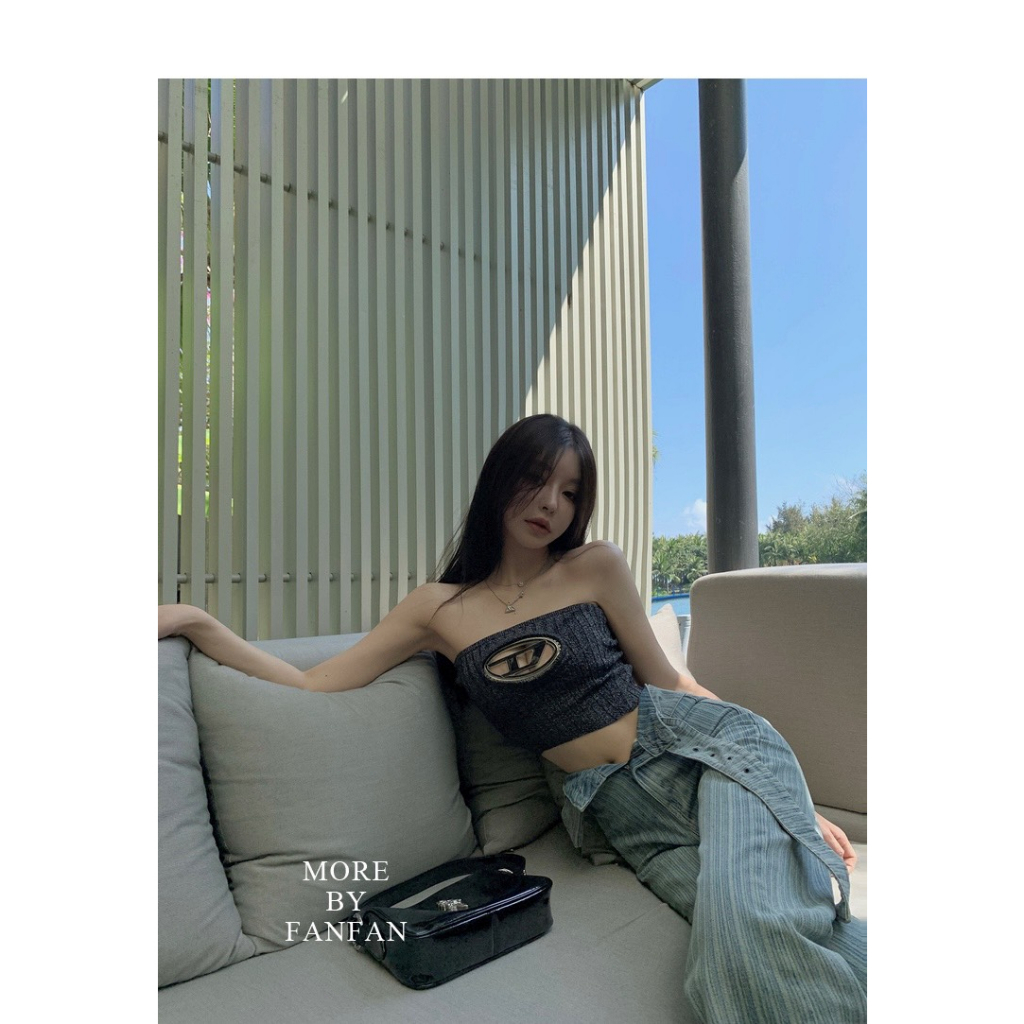 Áo ống quây ngực croptop Ôm body sexy Len đan In hình Áo quây ngực ống nữ Sexy Dạo phố Đi quẩy bar pub Gợi cảm | BigBuy360 - bigbuy360.vn