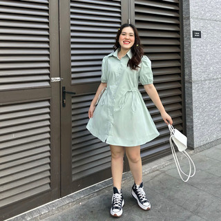 [OOTD BIGSIZE] Đầm sơ mi rút eo dáng A