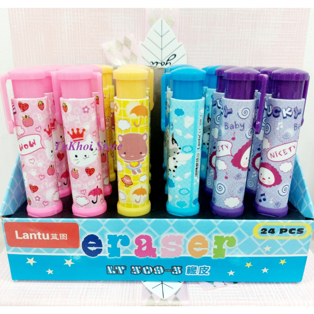 Gôm Bấm LanTu Tẩy Xóa Bút Chì Có Vỏ Nhựa Cầm Sạch Tay Cho Bé