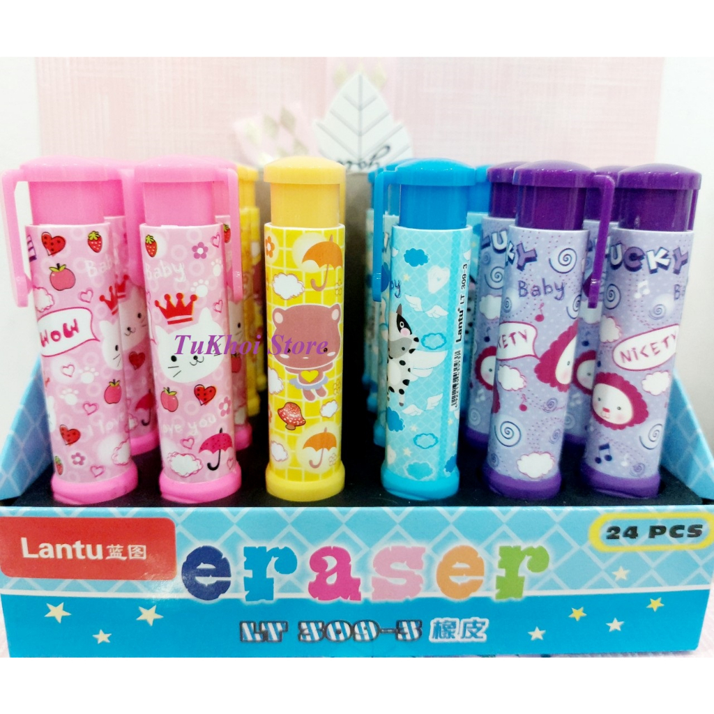 Gôm Bấm LanTu Tẩy Xóa Bút Chì Có Vỏ Nhựa Cầm Sạch Tay Cho Bé