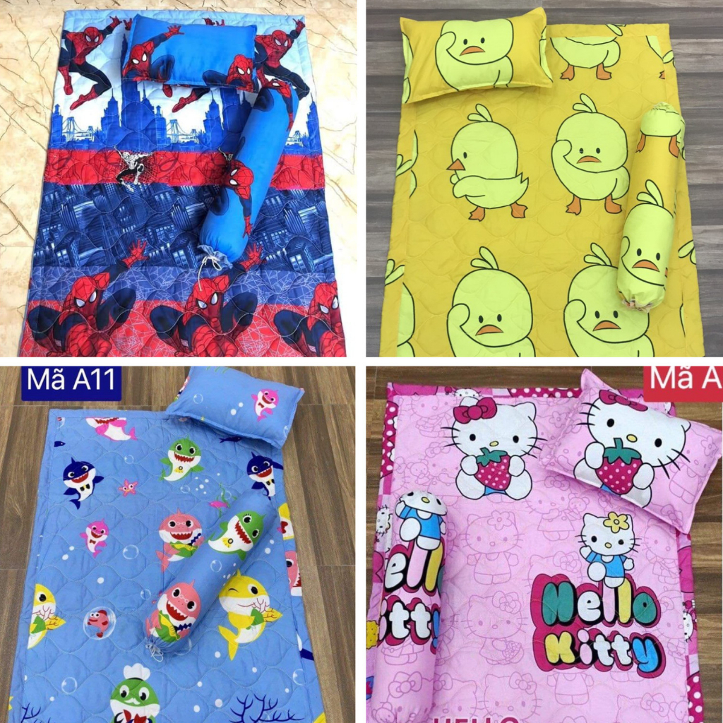 Set 5 món chăn gối cho bé đi học, Bộ chăn gối ngủ cho bé mầm non tiểu học Kèm Ruột Gối