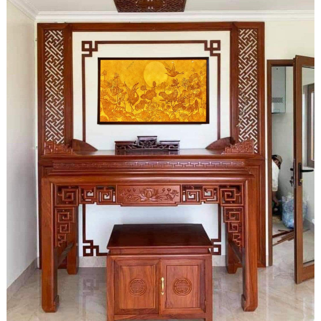 Tranh trúc chỉ chữ nhật Mộc Linh trang trí ban thờ - Làm thủ công từ 100% tre tự nhiên