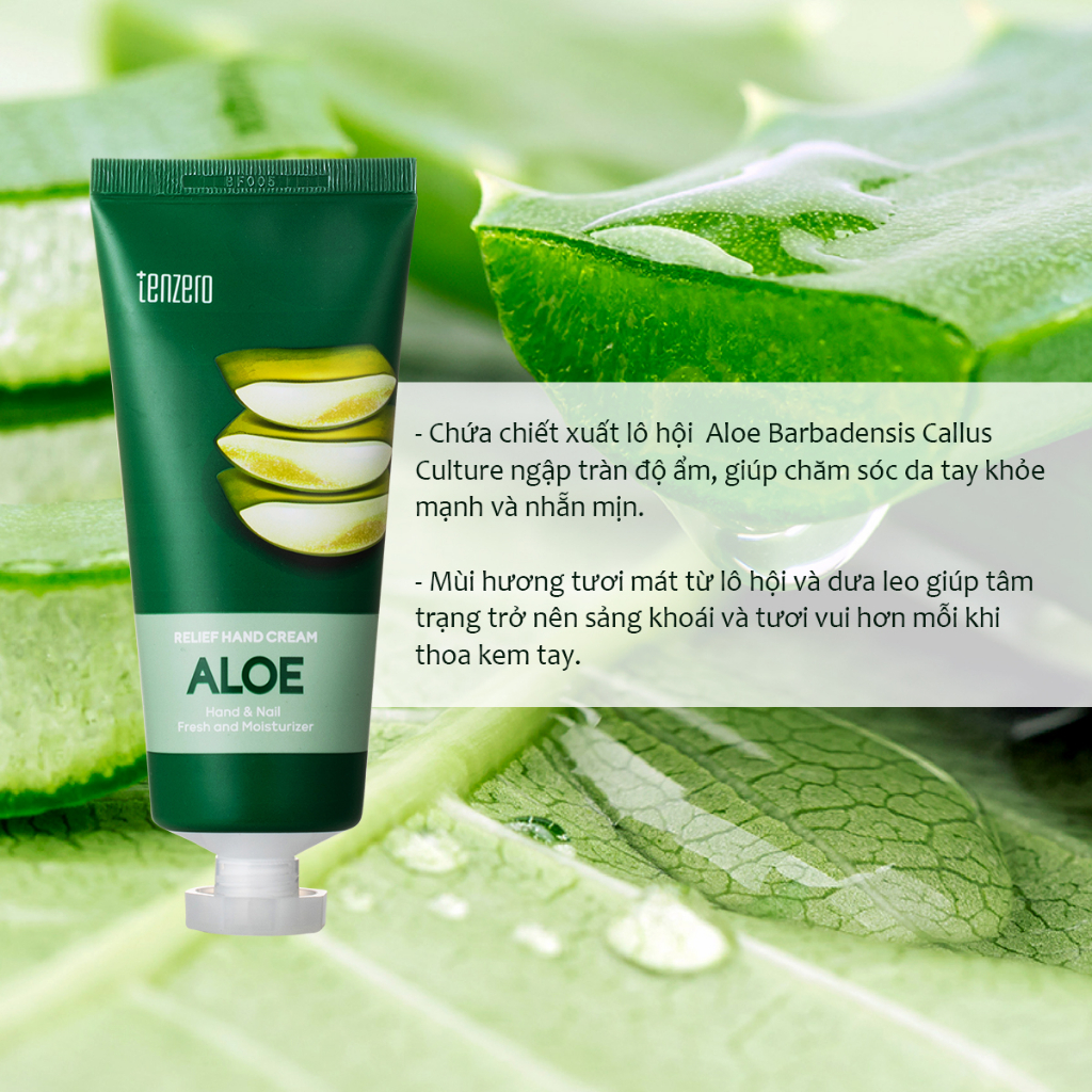 Kem Dưỡng Da Tay Nha Đam Tenzero Relief Hand Cream Aloe 100ml