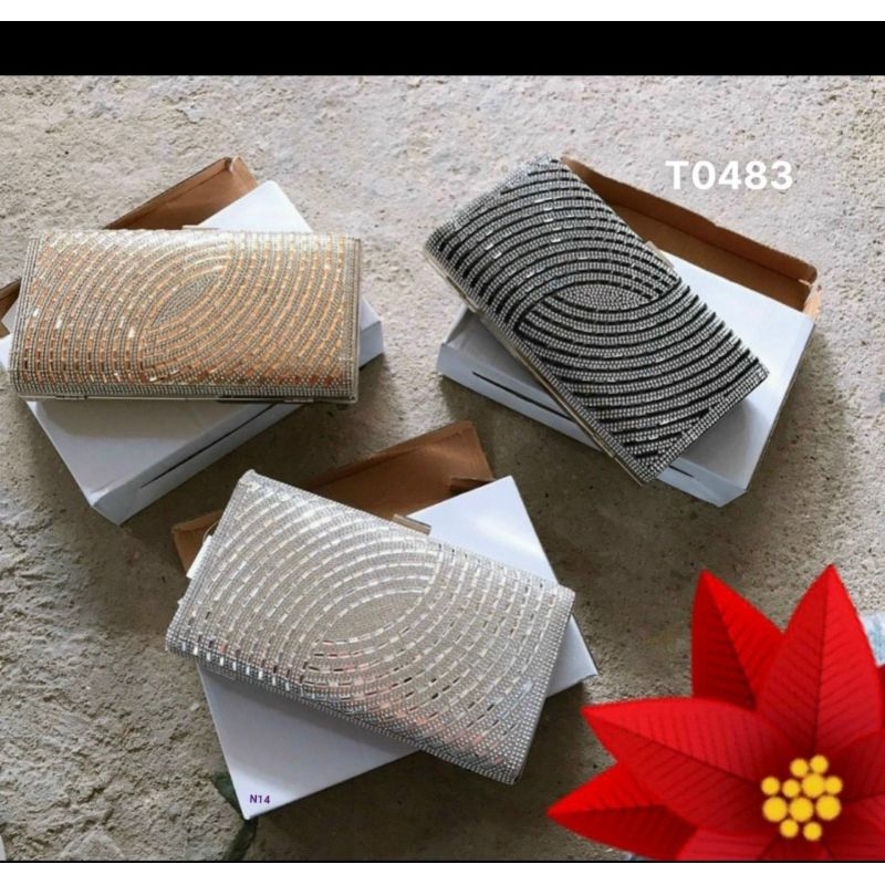 TÚI đính đá sang trọng dự tiệc kèm hộp xin xò sie 22cm mã T0483280đs