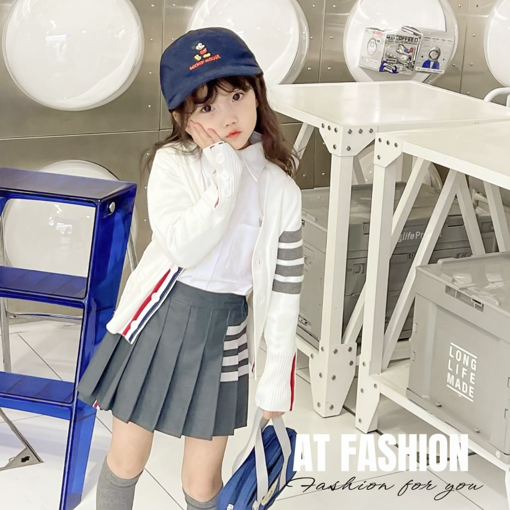 MCBB - 24-49 Kg Chân Vây Xếp Ly Học Sinh Váy Công Chúa Bé Gái Xòe Dập Ly Chân Váy Ngắn Trắng Váy Bé Gái 1-18 Tuổi Nữ Bộ