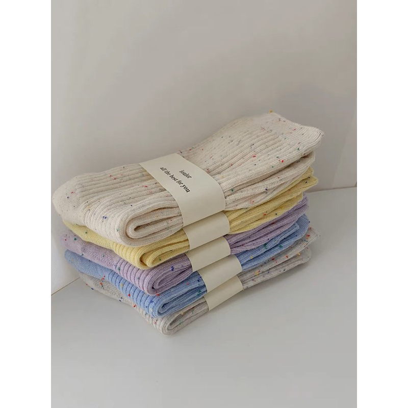 Tất cotton nhung tăm hoạ tiết chấm thêu ulzzang hàn quốc