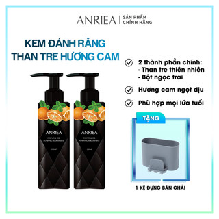 Combo 2 Chai Kem Đánh Răng Tinh Dầu Hương Cam Anriea (200ml/chai) - TẶNG 1 Kệ Để Bàn Chải 2A05.A12